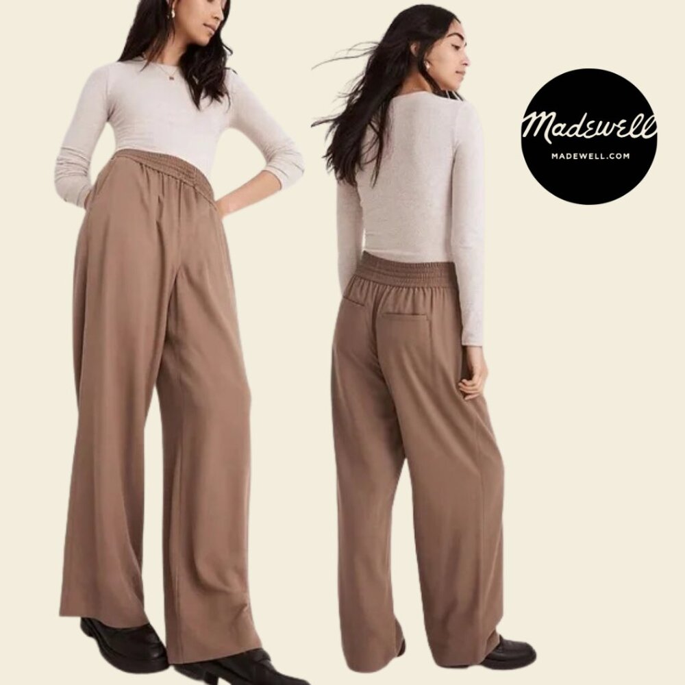 Madewell Brown Drapey Carley Wide-Leg Pants Size Small